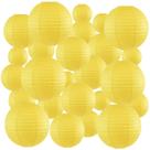 Katie Semo, 24 peças de lanternas de papel amarelo, abajures de 15 a 30 cm