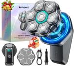 kensen Aparador de Cabeça 7D para Homens Calvos - Barbeador Elétrico de Velocidade Dupla, Presente de Natal Aparador e Barbeador Elétrico IPX6 à Prova d'Água para Barbear Molhado e Seco com Display LED Sem Fio Preto