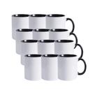 Ki 12 Canecas De Cerâmica Branca Com Interior, Alça e Borda Preta 325ml - Metalnox Ki 12 Canecas De Cerâmica Branca Com Interior, Alça e Borda Preta 325ml - Metalnox