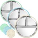 Kids Plate BUSOHA, pacote com 3, sucção de aço inoxidável de 20,5 cm