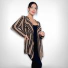 Kimono Blusa Cardigan Tricot Inverno Listrado Feminino