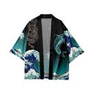 Kimono Cardigã Tradicional Japonês Com Padrão De Carpa Verde Para Homens E Mulheres plus Size