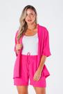 Kimono com Barra Reta Manga 3/4 Crepe Pink Virna