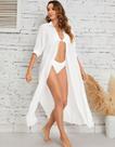 Kimono Feminino Saída Praia Longa Vestido Manga Curta Fenda Moda Verão