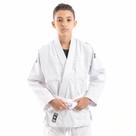 Kimono infantil draken jiu jitsu, judô trançadinho branco com faixa branca simples grátis