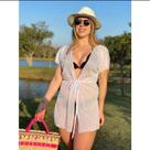 kimono saida de praia levinho curto com cinto de amarrar
