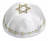 Kipá De Cetim Branco Com Estrela De Davi - De Israel Kipá De Cetim Branco Com Estrela De Davi - De Israel