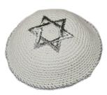 Kipa Judaico Crochê Estrela De Davi - De Israel - branco prata Kipa Judaico Crochê Estrela De Davi - De Israel - branco prata