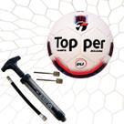 Kit 01 Bola Topper Boleiro Hibrid+01 Bomba De Ar Kagiva Dupla Ação +01 Rede Campo Matrix Fio 2 Seda Cor:Vermelho+Branco