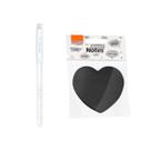 kit 01 Caneta Branca Gel 1.0mm BRW + 01 Bloco Adesivo Preto 70x70mm Coração 50fls - BRW