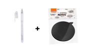 Kit 01 Caneta em Gel MOLIN Grip Branca + 01 - Bloco Adesivo Preto 70x70mm - 50 folhas - BRW