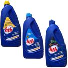 Kit 01 HTH Clarificante Maxfloc 1L + 01 Algicida Manutenção 1L + 01 Limpa Bordas 1L