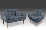 Kit 01 Namoradeira + 01 Poltrona Opala + 02 Almofadas Suede Azul Turquesa - CASA DA POLTRONA Kit 01 Namoradeira + 01 Poltrona Opala + 02 Almofadas Suede Azul Turquesa - CASA DA POLTRONA