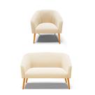 Kit 01 Namoradeira 02 Lugares E 01 Poltrona Suede Marrom