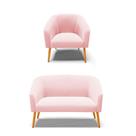 Kit 01 Namoradeira 02 Lugares E 01 Poltrona Suede Rosa Bebê
