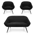 Kit 01 Namoradeira 02 Lugares e 02 Poltronas Giovana Suede Preto de Ferro
