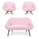 Kit 01 Namoradeira 02 Lugares E 02 Poltronas Giovana Suede Rosa Bebê Kit 01 Namoradeira 02 Lugares E 02 Poltronas Giovana Suede Rosa Bebê
