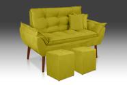 Kit 01 Namoradeira + 02 Puff Quadrado + 02 Almofadas Suede Amarelo-Modena Decor Kit 01 Namoradeira + 02 Puff Quadrado + 02 Almofadas Suede Amarelo-Modena Decor