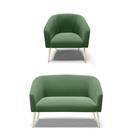 Kit 01 Namoradeira 02Lug E 01 Poltrona Stella Natural Verde