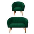 Kit 01 Namoradeira e 01 Poltrona Stella Suede Verde