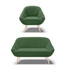 Kit 01 Namoradeira E 01 Poltrona Suede Natural Verde