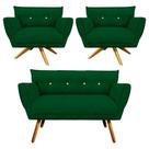 Kit 01 Namoradeira E 02 Poltronas Anitta Suede Verde