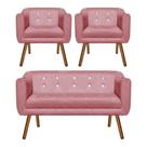 Kit 01 Namoradeira e 02 Poltronas Julia Rose Com Strass