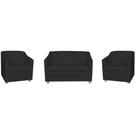 Kit 01 Namoradeira mais 02 Poltrona Decorativa Tilla Pés Cromados Suede Preto - DS Estofados