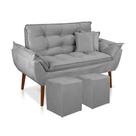 Kit 01 Namoradeira Opala 02 Puff Quadrado 02 Almofadas Cinza Claro