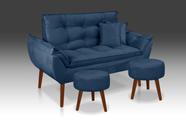 Kit 01 Namoradeira Opala + 02 Puff Redondo +02 Almofadas Suede Azul Marinho -Modena Decor Kit 01 Namoradeira Opala + 02 Puff Redondo +02 Almofadas Suede Azul Marinho -Modena Decor