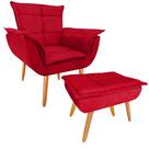 Kit 01 Poltrona Decorativa + Puff Opala Suede Vermelho-Maitê Moda Casa Kit 01 Poltrona Decorativa + Puff Opala Suede Vermelho-Maitê Moda Casa
