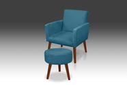 Kit 01 Poltrona Nina + 01 Puf Redondo Suede Azul Claro -MODENA DECOR