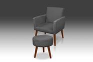 Kit 01 Poltrona Nina + 01 Puf Redondo suede Grafite-Modena Decor