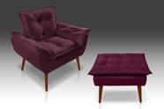 Kit 01 Poltrona Opala +01 Puf Opala Suede Bordô CASA DA POLTRONA