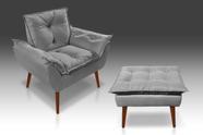 Kit 01 Poltrona Opala + 01 Puf Opala Suede Cinza Claro- CASA DA POLTRONA