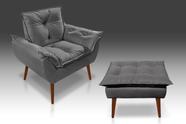 Kit 01 Poltrona Opala + 01 Puf Opala Suede Cinza Esscuro- CASA DA POLTRONA