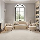 Kit 01 Sofá 2 Lugares + 02 Poltronas Orgânicos c/ Almofadas Curvo Sala Recepção Amsterdã Boucle Bege - Montanari's Decor Kit 01 Sofá 2 Lugares + 02 Poltronas Orgânicos c/ Almofadas Curvo Sala Recepção Amsterdã Boucle Bege - Montanari's Decor