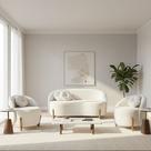 Kit 01 Sofá 2 Lugares + 02 Poltronas Orgânicos c/ Almofadas Curvo Sala Recepção Amsterdã Boucle Branco - Montanari's Decor Kit 01 Sofá 2 Lugares + 02 Poltronas Orgânicos c/ Almofadas Curvo Sala Recepção Amsterdã Boucle Branco - Montanari's Decor