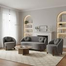 Kit 01 Sofá 2 Lugares + 02 Poltronas Orgânicos c/ Almofadas Curvo Sala Recepção Amsterdã Boucle Cinza - Montanari's Decor Kit 01 Sofá 2 Lugares + 02 Poltronas Orgânicos c/ Almofadas Curvo Sala Recepção Amsterdã Boucle Cinza - Montanari's Decor