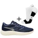 Kit 01 Tênis De Corrida Rainha Star Caminhada Esportivo+ 01 Meia Penalty Esportiva Movimento Cor:Marinho+BrancoTamanho: