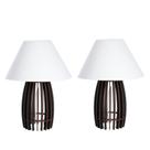 kit 02 Abajur De Mesa Luminária Moderna de Madeira Mdf Modelo Oval Preto