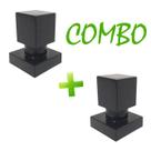 Kit 02 Acabamento Quadrado ABS Para Registro 1/2, 3/4 Padrão Deca Preto