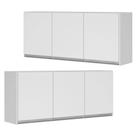 Kit 02 Armários Aéreo Cozinha Planejada Lux 120cm MDF 03 Portas Branco TX Fosco - Abmaza