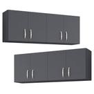 Kit 02 Armários Aéreo de Parede Cozinha 150cm 4 Portas Cinza Escuro - Desk Design