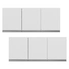Kit 02 Armários de Cozinha Aéreo Andréia 120cm 3 Portas Branco - Abmaza