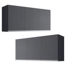 Kit 02 Armários de Cozinha Aéreo Andréia 120cm 3 Portas Cinza Escuro - Abmaza