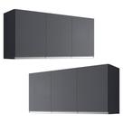 Kit 02 Armários De Cozinha Aéreo Andréia 120cm 3 Portas Cinza Escuro - Abmaza