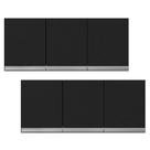 Kit 02 Armários de Cozinha Aéreo Andréia 120cm 3 Portas Preto - Abmaza