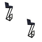 kit 02 banqueta Alta Z Base De Ferro Suede Azul Marinho - D'Classe Decor