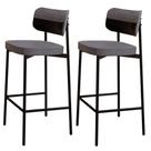 Kit 02 Banquetas Alta Bar Cozinha Sala De Jantar Aço Preto Kaira C01 Linho Cinza material sintético Preto - Lyam Decor